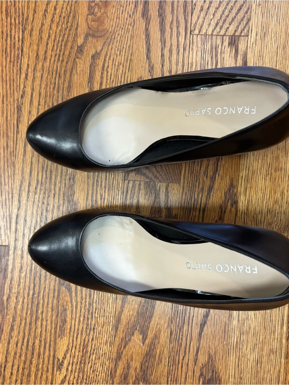 Franco Sarto Black Pointed-Toe Leather Heels
